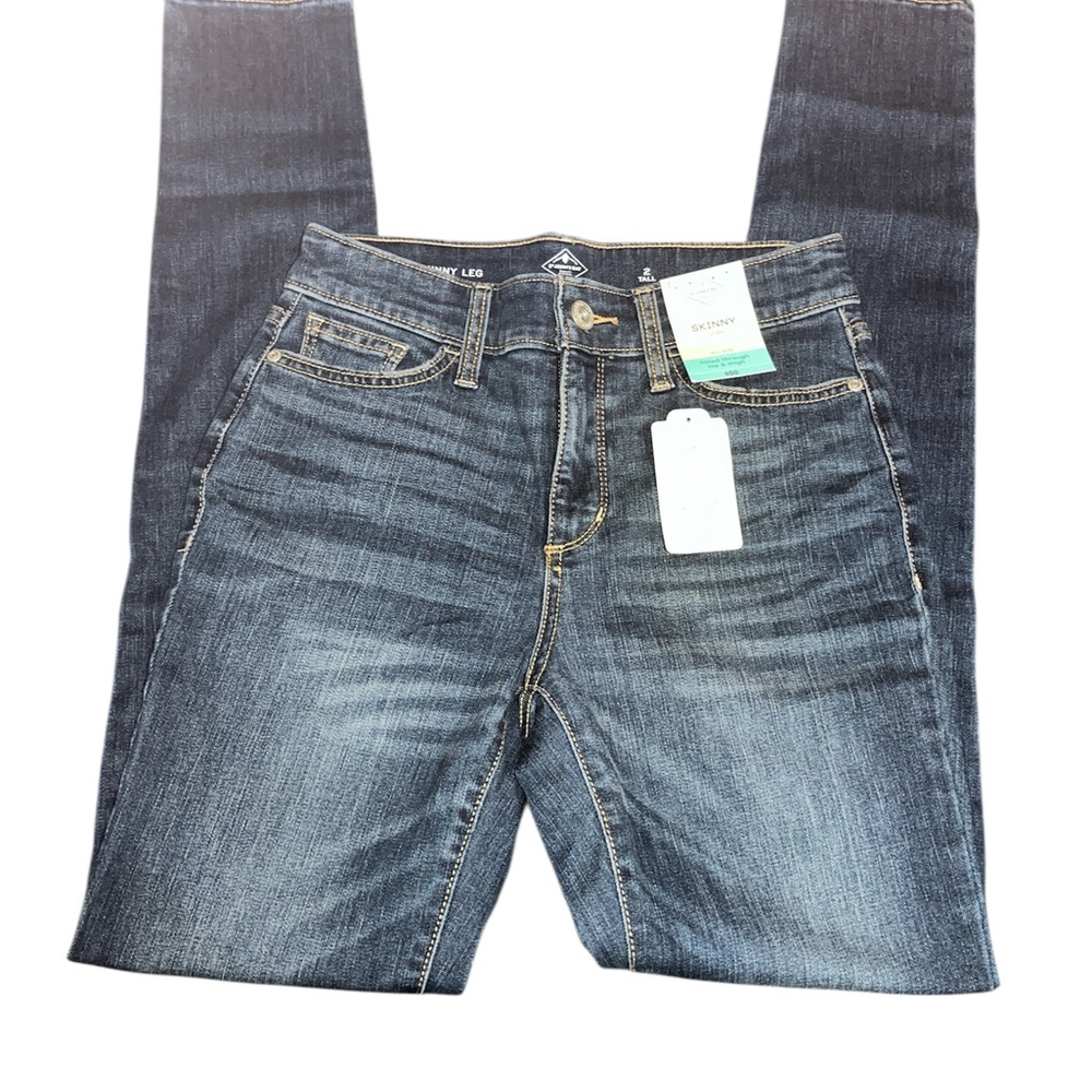 St. John's Bay Blue Straight Leg Jeans with Fading